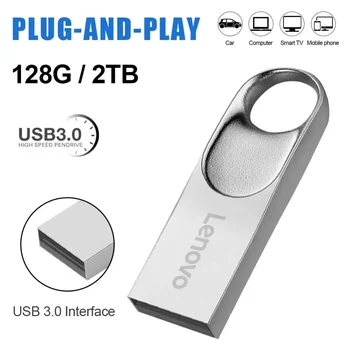 Lenovo 2TB USB Flash Diski USB 3.0 Kovinski Flash Pogon C-Tip Visoka Hitrost Pendrive 128GB Nepremočljiva Prenosni USB Pomnilnik Nova