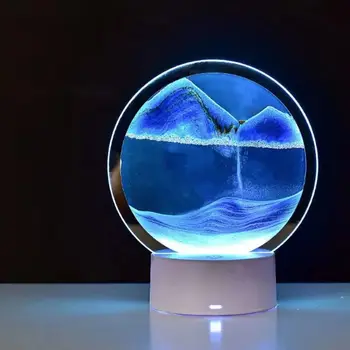 3D Doma Dekor Morju Zaslon Dekoracijo Vzdušje namizne Svetilke Sandscape Svetilka, peščena ura Svetlobe Živim Slikarstvo Namizni Okrasek