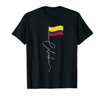 100% Bombaž Kolumbija Podpis Zastavo na jambor - Patriotske Kolumbijski Zastavo T-Shirt Hip Hop MOŠKI ŽENSKE UNISEX T Srajce