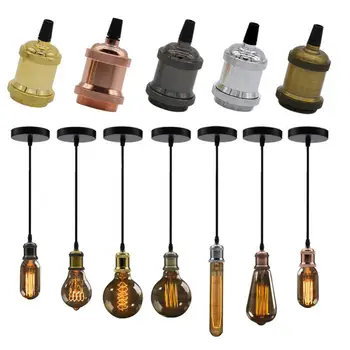 Vintage Retro Edison Žarnica E27 Vtičnica Obesek Luči, Vtičnice, Žarnice Vijak Znanja Aluminijaste Lahke Industrije Retro Svetilka Imetnik Vgradnjo
